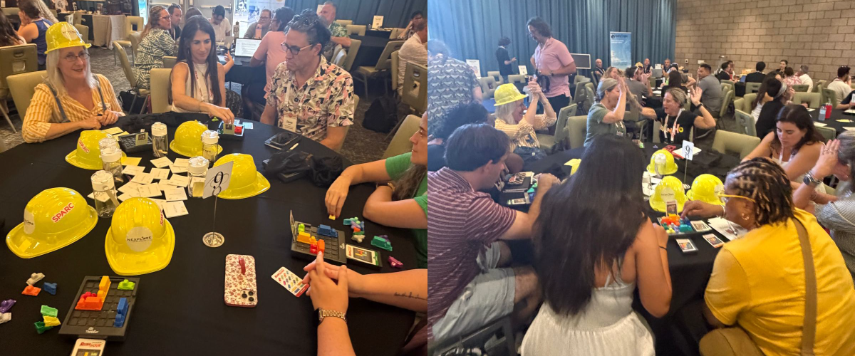 Participants play Rush Hour and celebrate together during the Art of Play workshop at SPARC 2026.